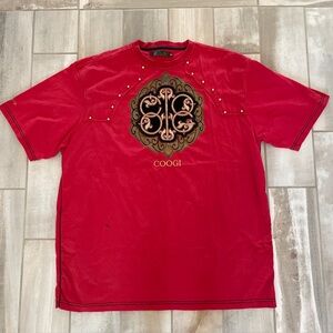 COOGI Red & Black Big Logo T-Shirt Stud Detail Velvet Emblem XXXL